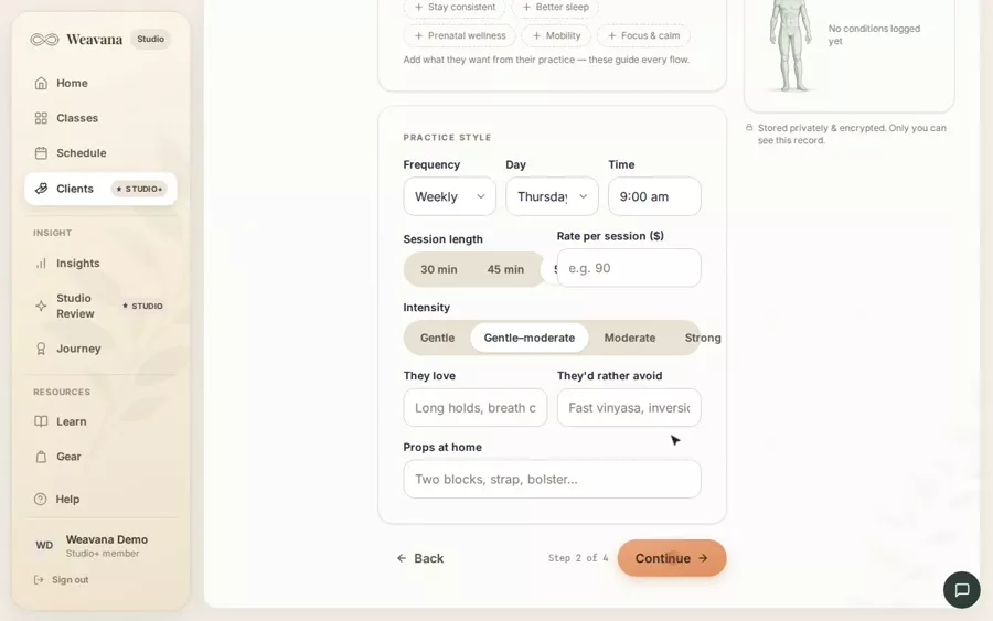 Add a private client — demo