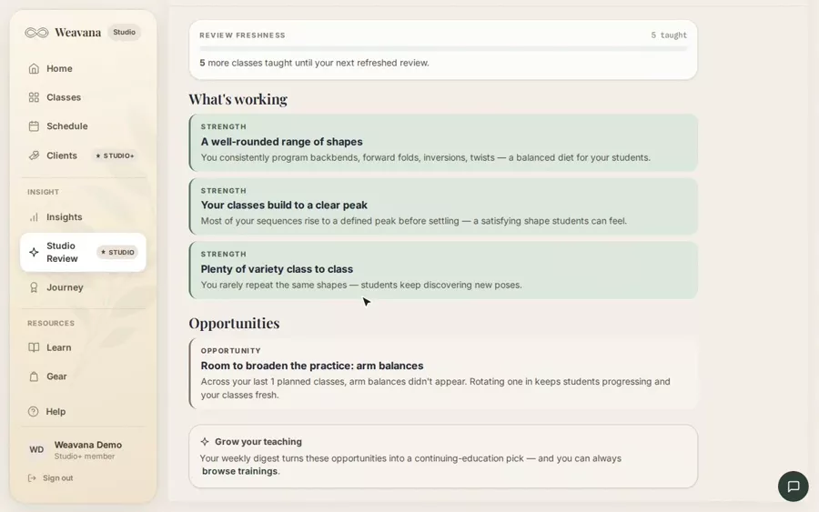Studio Review: see your curriculum at a glance — demo